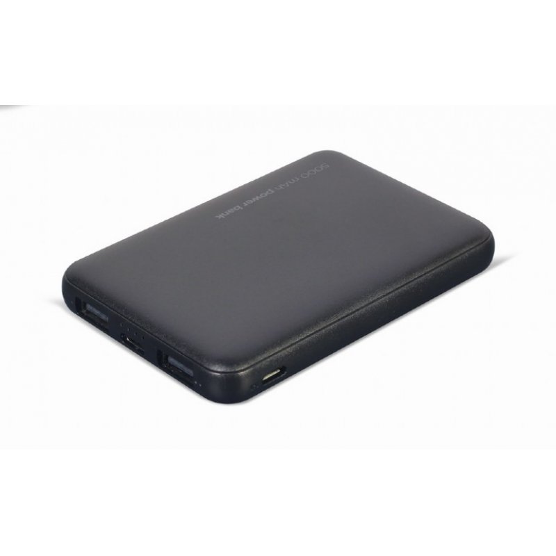 POWERBANK GEMBIRD 5000mAh 1x microUSB A 2x USB-A NEGRO