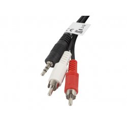 Lanberg CA-MJRC-10CC-0020-BK câble audio 2 m 3,5mm RCA Noir, Rouge, Blanc