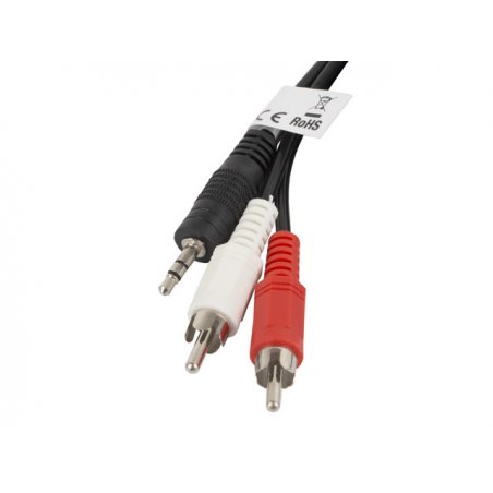 Lanberg CA-MJRC-10CC-0020-BK câble audio 2 m 3,5mm RCA Noir, Rouge, Blanc
