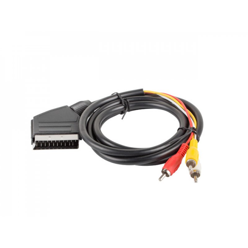 Lanberg CA-EURC-10CC-0018-BK Câble SCART 1,8 m SCART (21-pin) 3 x RCA Noir