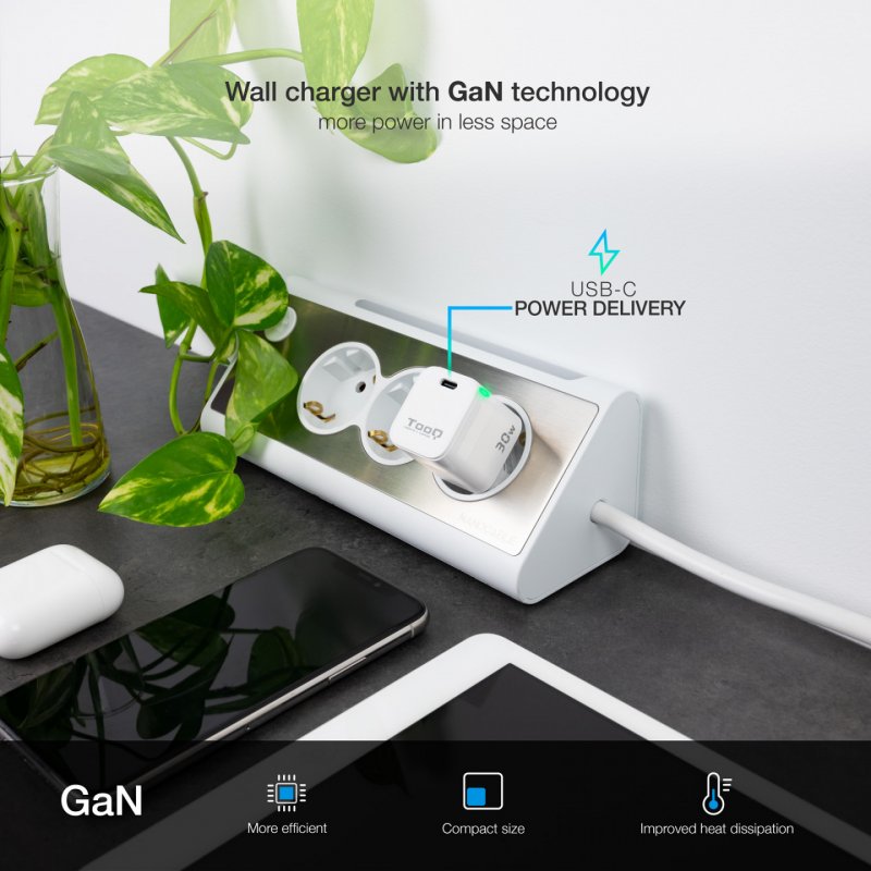 TooQ TQWC-GANPD30WT chargeur d'appareils mobiles Universel Blanc Secteur Charge rapide Intérieure