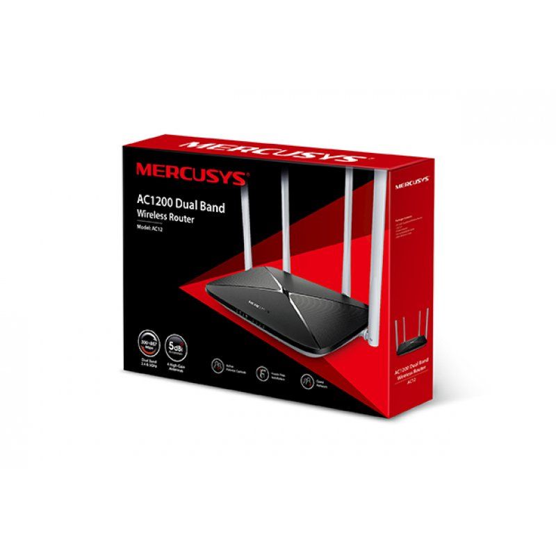 Mercusys AC12 routeur sans fil Fast Ethernet Bi-bande (2,4 GHz / 5 GHz) Noir