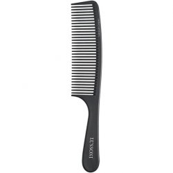 T4B LUSSONI Carbon Anti-Static and Break-Resistant Handle Comb with Wide Teeth for Thin and Thick Hair 404