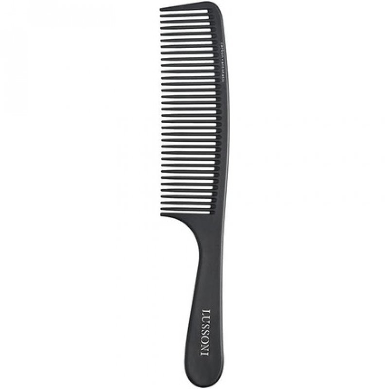 T4B LUSSONI Carbon Anti-Static and Break-Resistant Handle Comb with Wide Teeth for Thin and Thick Hair 404