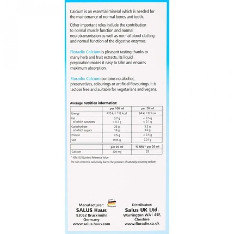 Floradix Calcium Liquid Formula 250ml
