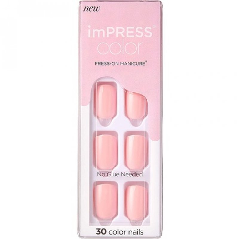 KISS imPRESS Color Gel Nail Kit Pick Me Pink with PureFit Technology - Includes Prep Pad Mini File Cuticle Stick and 30