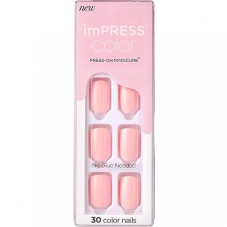 KISS imPRESS Color Gel Nail Kit Pick Me Pink with PureFit Technology - Includes Prep Pad Mini File Cuticle Stick and 30