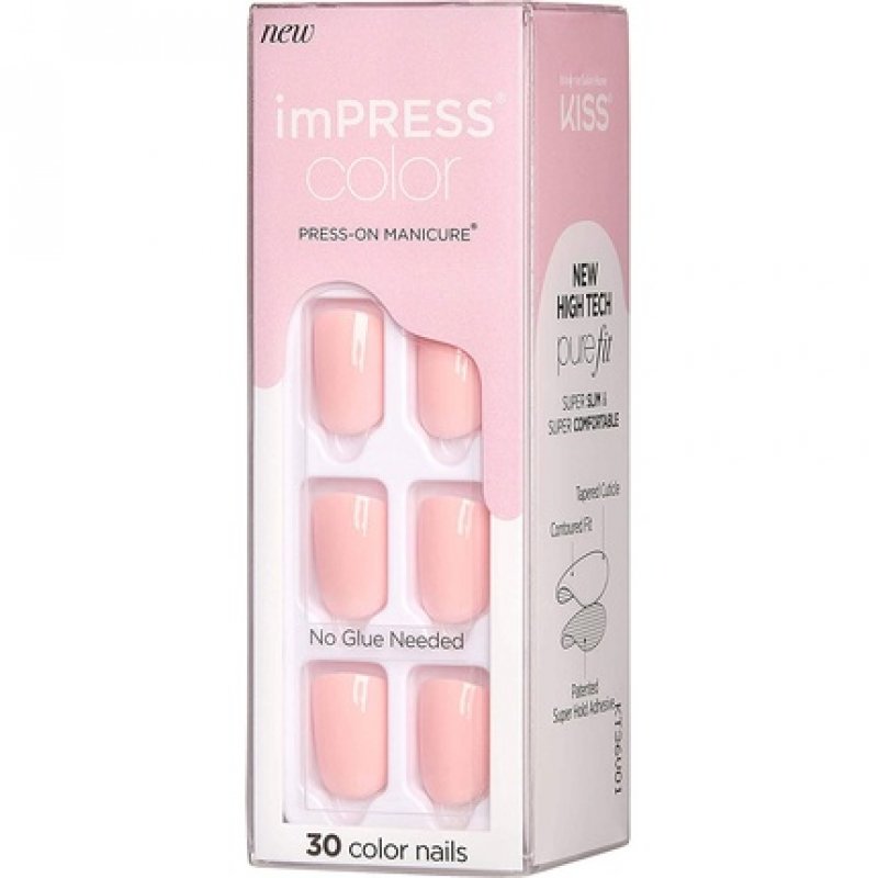 KISS imPRESS Color Gel Nail Kit Pick Me Pink with PureFit Technology - Includes Prep Pad Mini File Cuticle Stick and 30