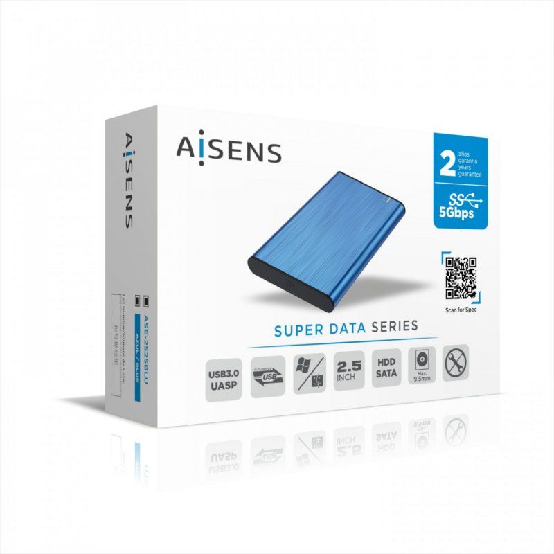 AISENS ASE-2525BLU Boîtier de disques de stockage Enceinte ssd Bleu 2.5"