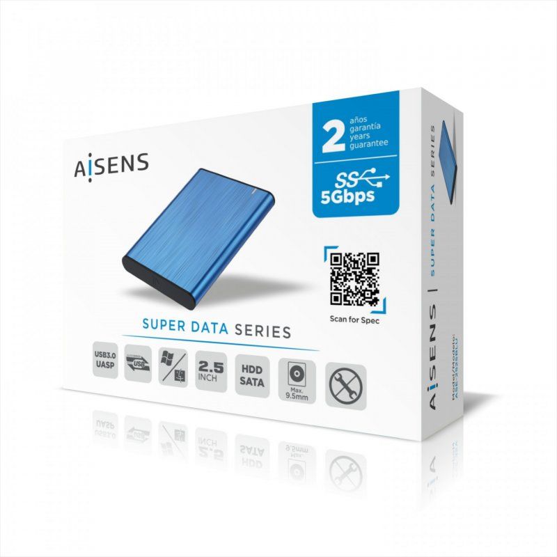 AISENS ASE-2525BLU Boîtier de disques de stockage Enceinte ssd Bleu 2.5"