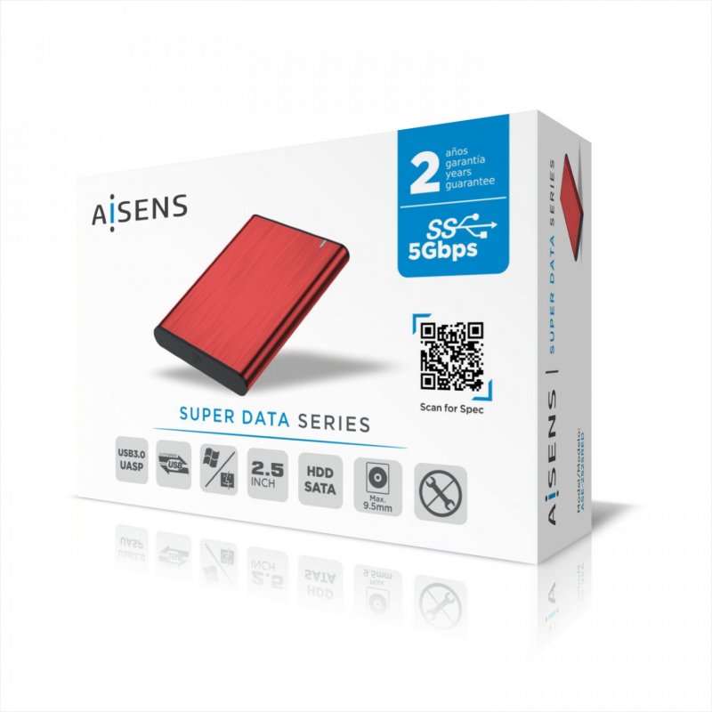 AISENS ASE-2525RED storage drive enclosure SSD enclosure Red 2.5"