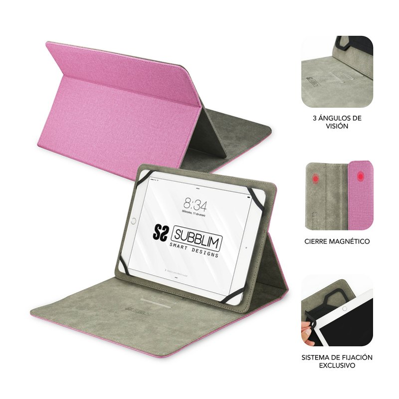 FUNDA TABLET SUBBLIM CLEVER STAND TABLET CASE 10,1" PINK