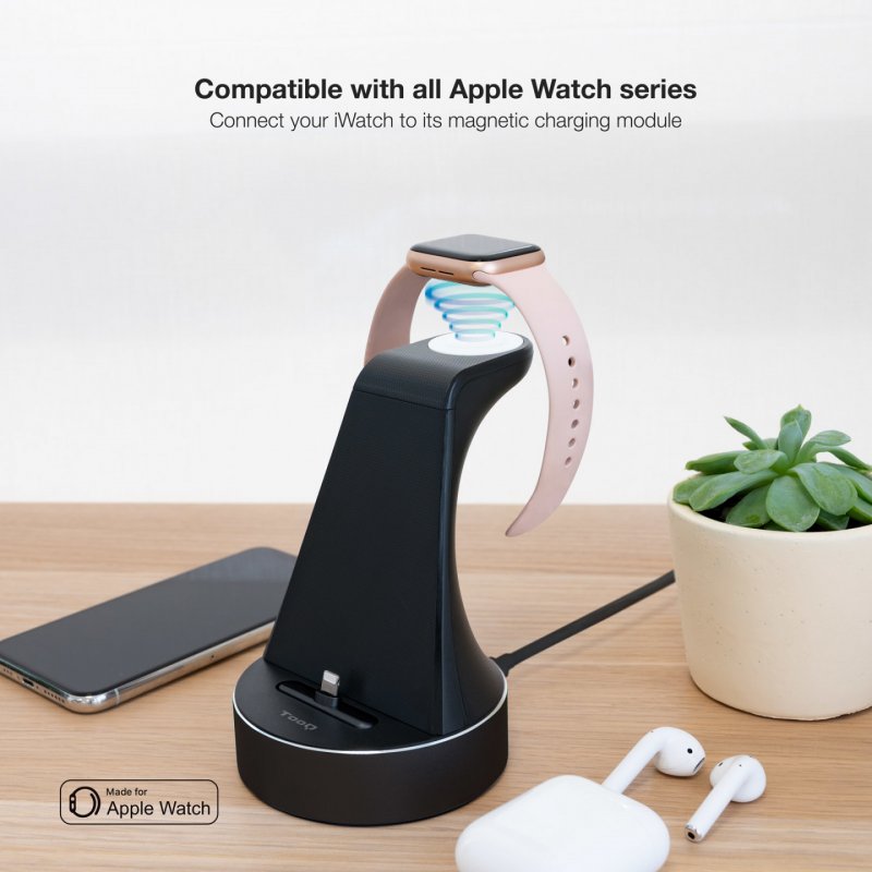 TooQ Charging Stand for Apple Watch and iPhone, Black