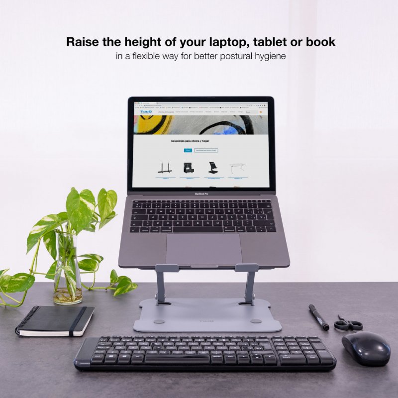 TooQ TQLRS0012-AL-G Support de livres Support pour ordinateur portable et tablette Gris 43,9 cm (17.3")