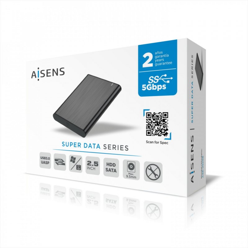 AISENS ASE-2525B Boîtier de disques de stockage Enceinte ssd Noir 2.5"