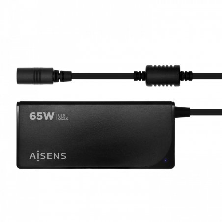 CARGADOR AISENS 65W AUTOMATICO UNI. PORTATIL 9 CONECTORES USB-A QC3.0 NEGRO