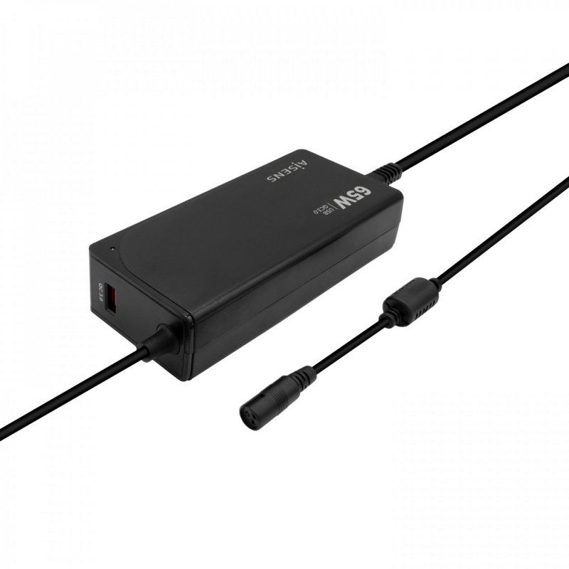 CARGADOR AISENS 65W AUTOMATICO UNI. PORTATIL 9 CONECTORES USB-A QC3.0 NEGRO