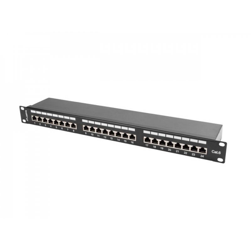PATCH PANEL LANBERG 24 PUERTOS 1U 19" CAT.6 SFTP NEGRO