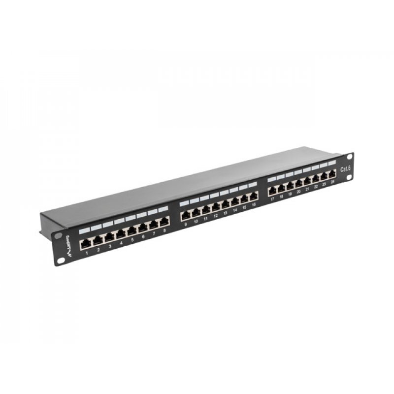 PATCH PANEL LANBERG 24 PUERTOS 1U 19" CAT.6 SFTP NEGRO
