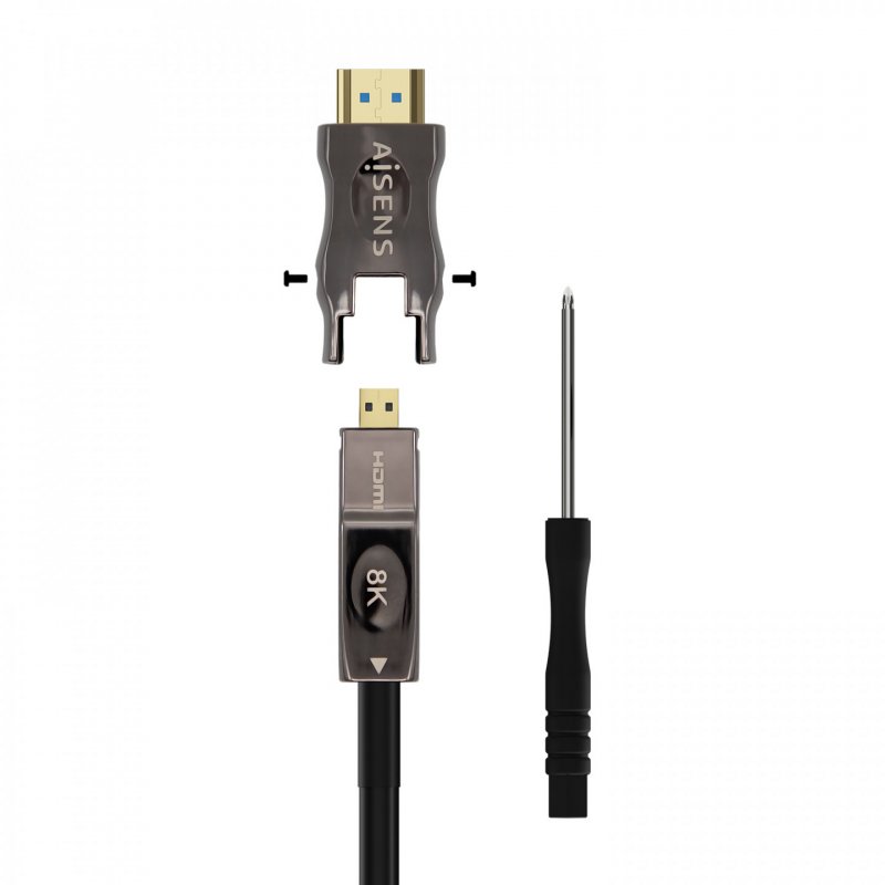CABLE HDMI AISENS V2.1 OPTICO ACTIVO AOC DESMONTABLE 8K60HZ M/M 15M NEGRO