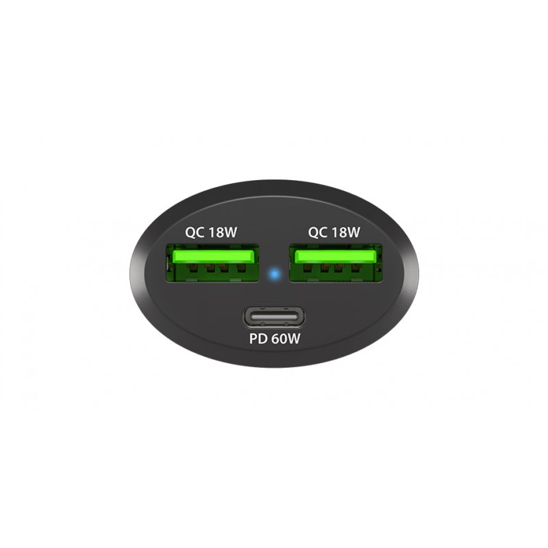CARGADOR COCHE NATEC CONEY 2XUSB, 1XUSB-C QC3.0, PD 3.0 48W NEGRO