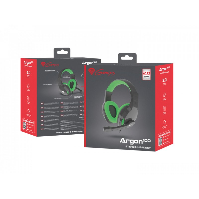 GENESIS ARGON 100 Casque Avec fil Arceau Jouer Noir, Vert