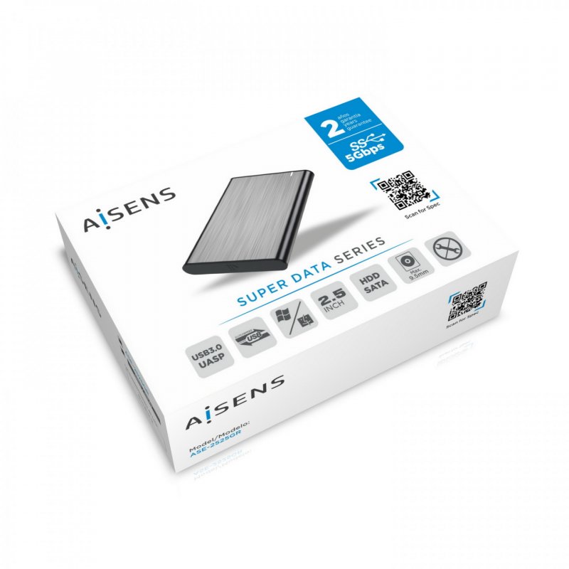 AISENS ASE-2525GR storage drive enclosure HDD/SSD enclosure Grey 2.5"