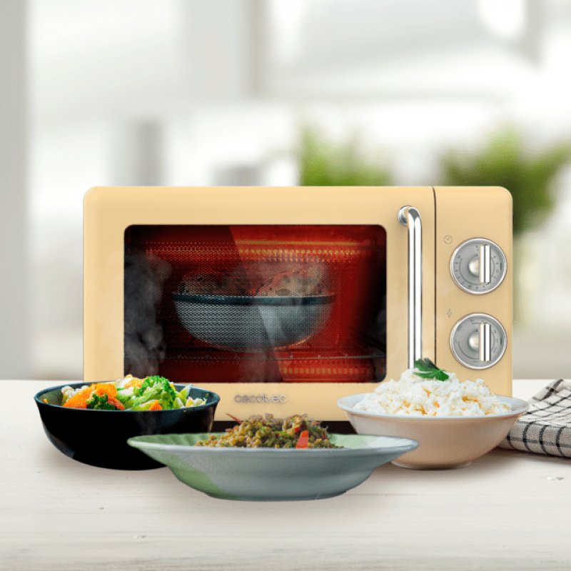 Cecotec 01708 micro-onde Comptoir Micro-ondes grill 20 L 700 W Beige, Acier inoxydable