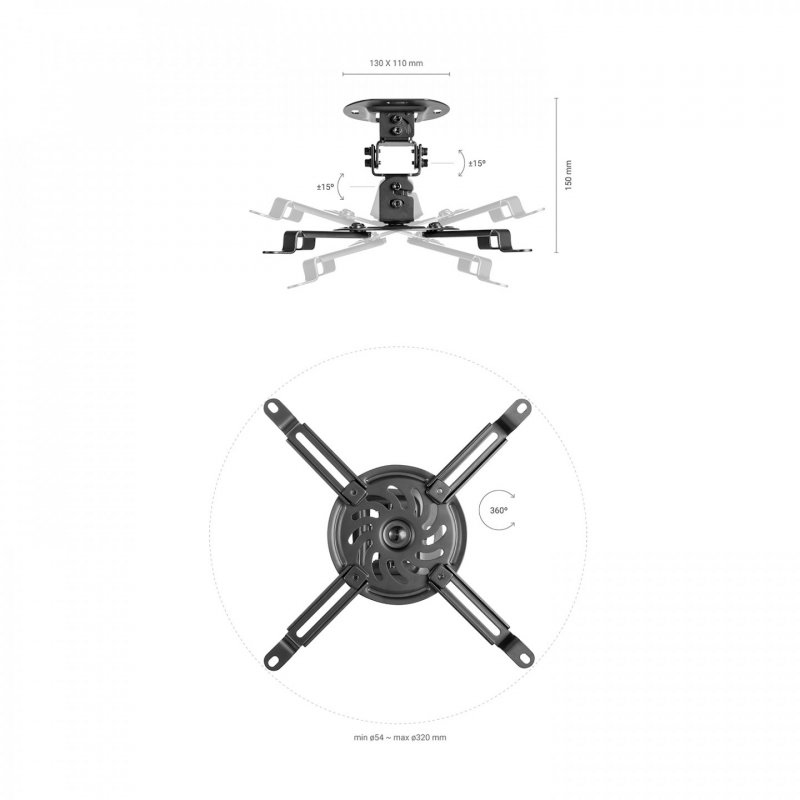 AISENS CP03TSR-127 support pour projecteurs Plafond Noir