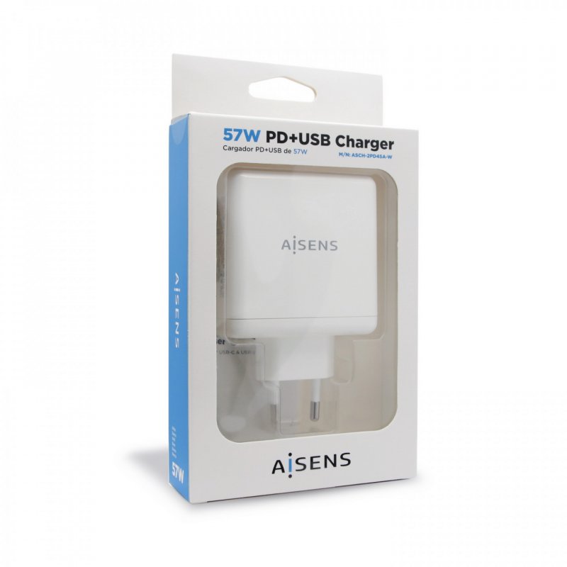 AISENS ASCH-2PD45A-W mobile device charger GPS, Gaming controls, MP3, MP4, Mobile phone, Laptop, Smartphone, Tablet