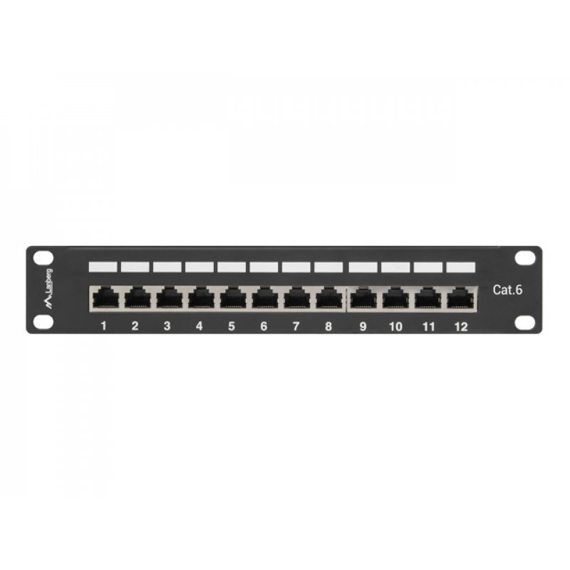 PATCH PANEL LANBERG 12 PUERTOS 1U 10" CAT.6 BLINDADO NEGRO