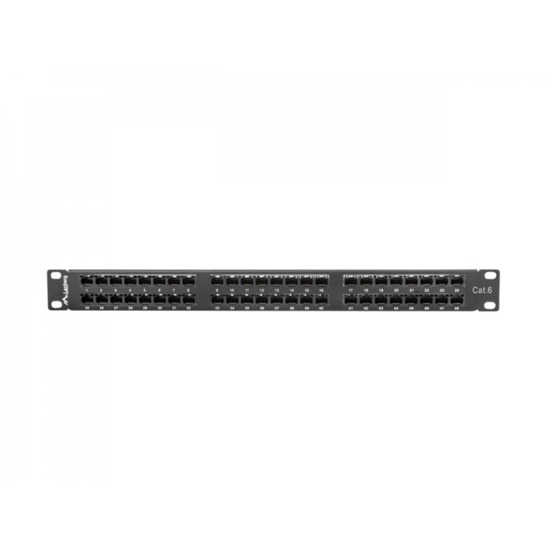 PATCH PANEL LANBERG 48 PUERTOS 1U 19? CAT.6 NEGRO