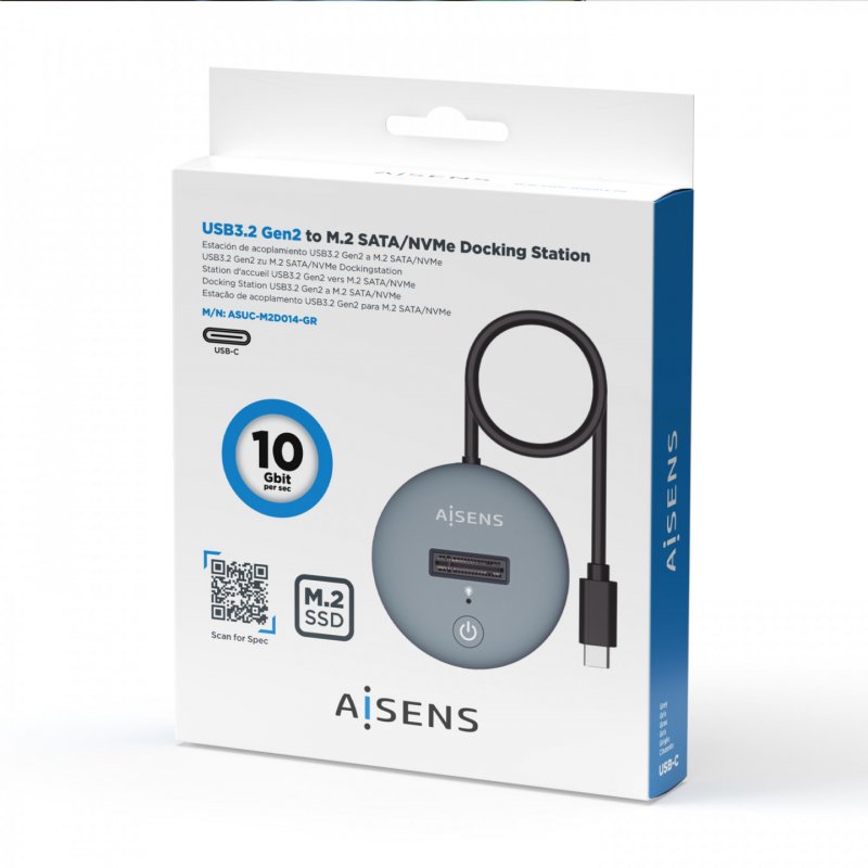 USB-C DOCK AISENS M.2 NGFF ASUC-M2D014-GR SATA/NVME A USB3.1 GEN2 GRIS