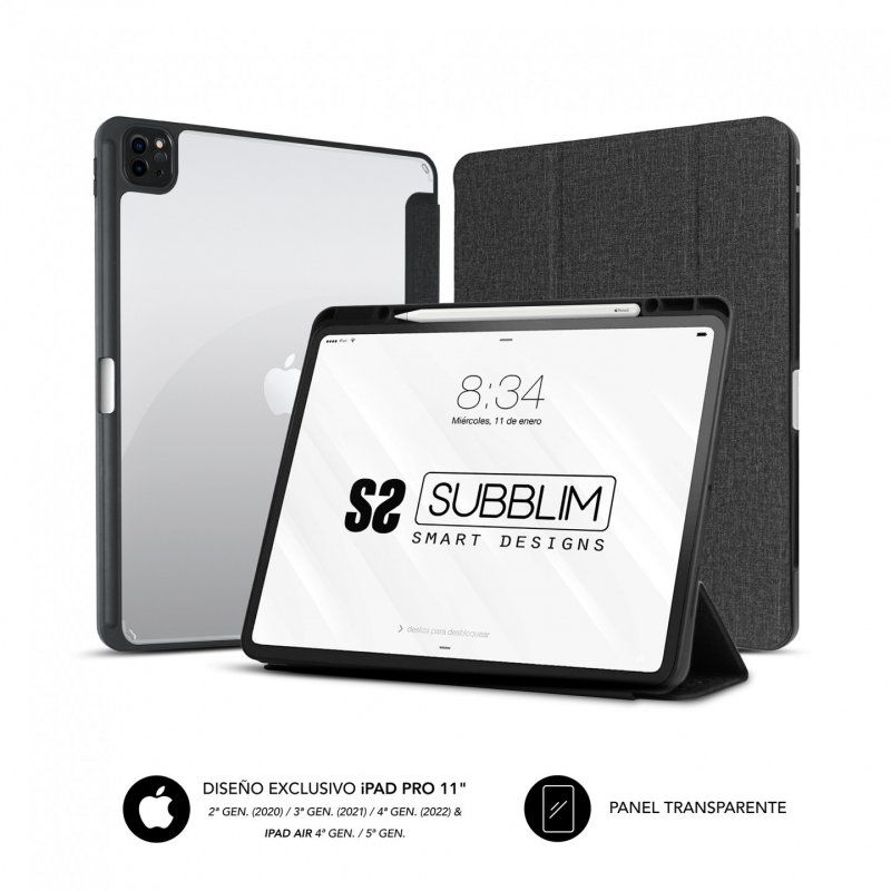SUBBLIM SUBCST-5SC400 étui pour tablette 27,9 cm (11") Folio Noir, Transparent