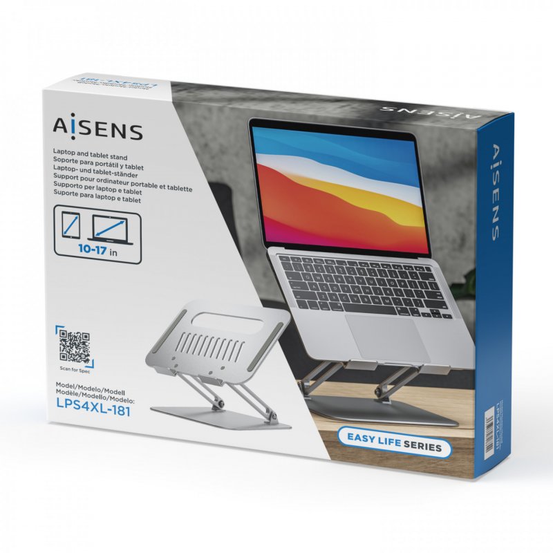 AISENS Desktop Support XL 10-17 Adjustable for Laptop / Tablet, Silver