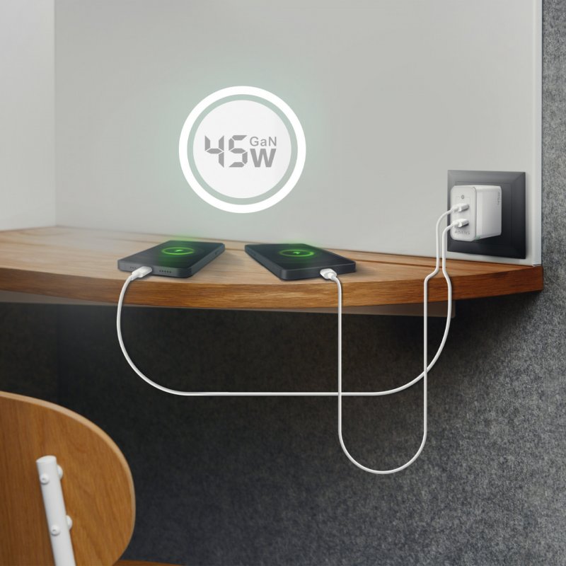 AISENS ASCH-45W2P005-W chargeur d'appareils mobiles Universel Blanc Secteur Charge rapide Intérieure