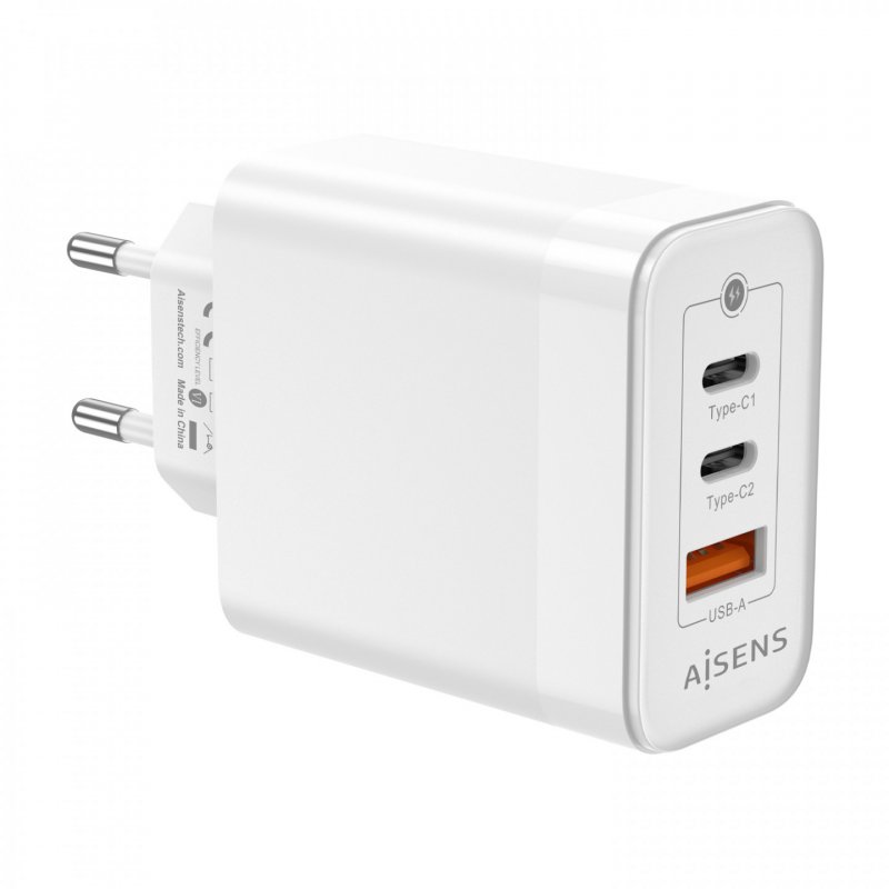 CARGADOR GAN AISENS 65W 2XUSB-C PD3.0 QC4.0 1XUSB-A QC3.0 BLANCO