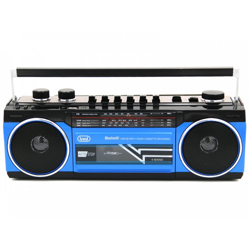 RADIO GRABADORA PORTÁTIL USB SD BLUETOOTH CASSETTE TREVI RR 501 BT AZUL
