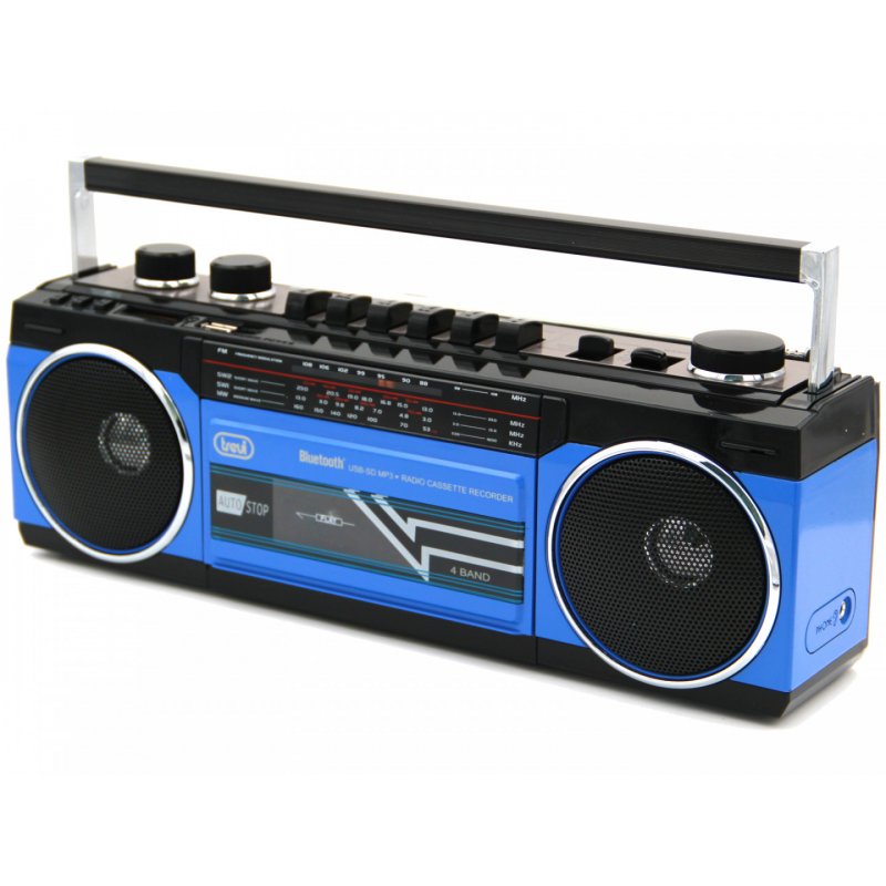 RADIO GRABADORA PORTÁTIL USB SD BLUETOOTH CASSETTE TREVI RR 501 BT AZUL