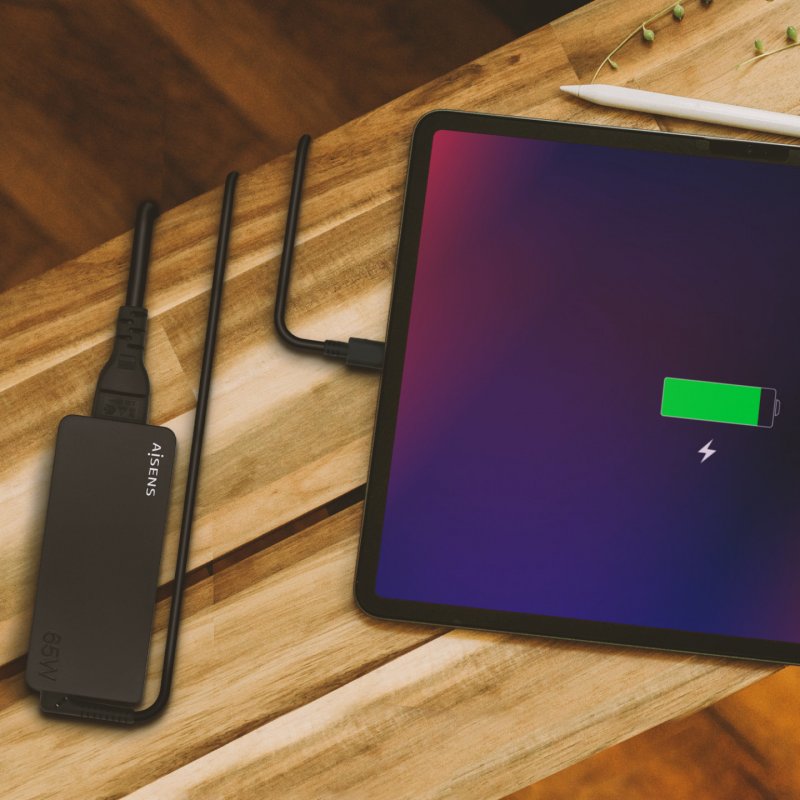 AISENS Charger 65W PD3.0 1XUSB-C 1.8M, Black