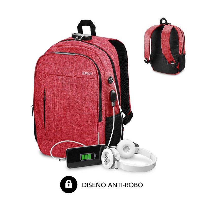 SUBBLIM SUB-BP-1UL0002 sac à dos Rouge Oxford