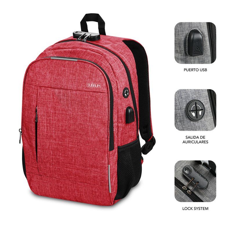 SUBBLIM SUB-BP-1UL0002 sac à dos Rouge Oxford