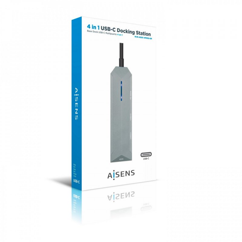 AISENS ASUC-4P002-GR station d'accueil Avec fil USB 3.2 Gen 1 (3.1 Gen 1) Type-C Gris