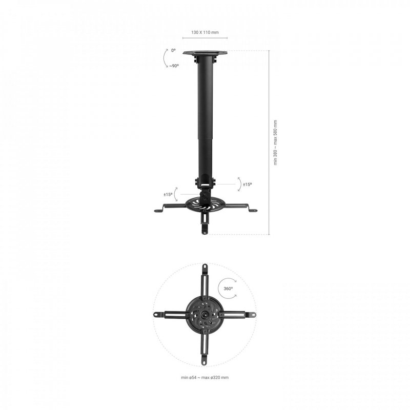 AISENS CP04TSRE-131 project mount Ceiling Black