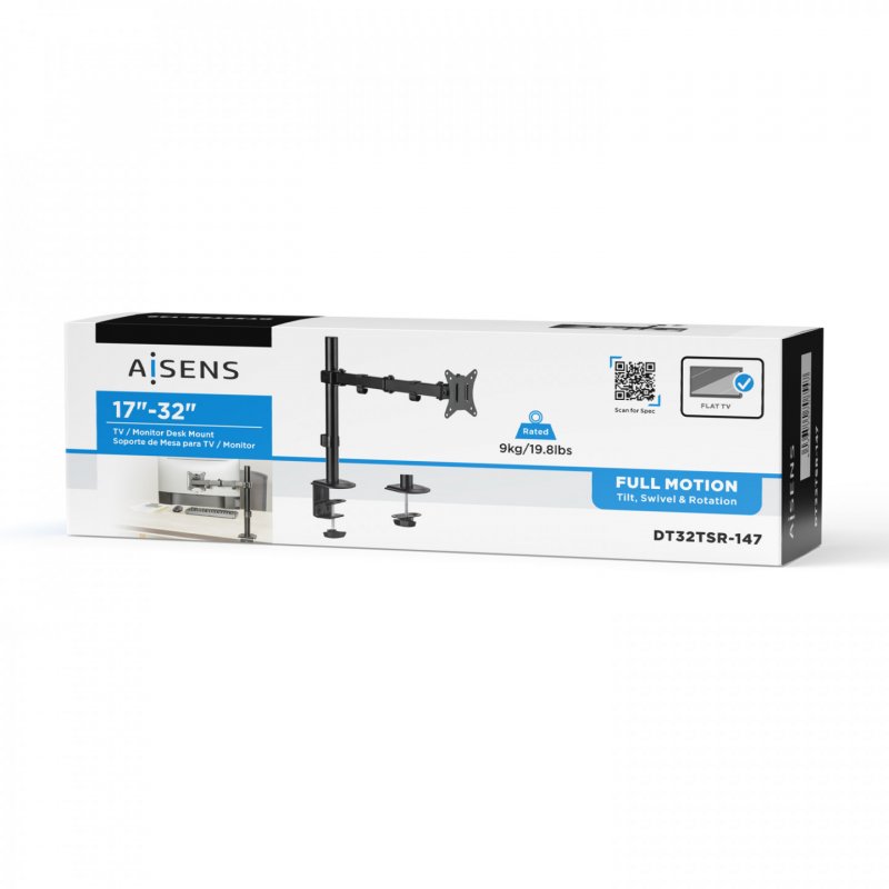 AISENS DT32TSR-147 support d'écran plat pour bureau 81,3 cm (32") Noir