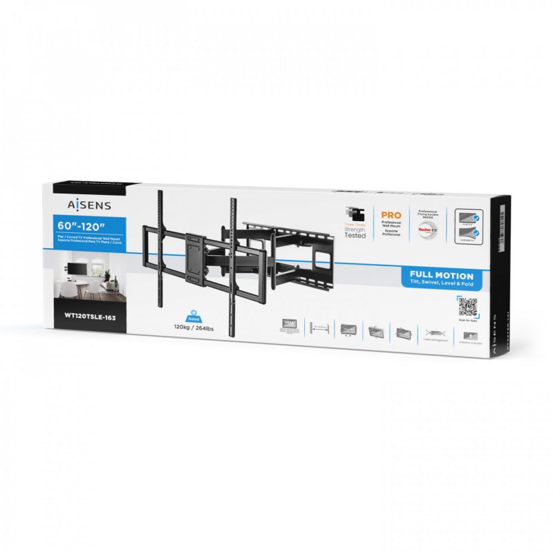 SOPORTE AISENS GIRATORIO INCLINABLE NIVELABLE MONITOR TV 60-120 120KG