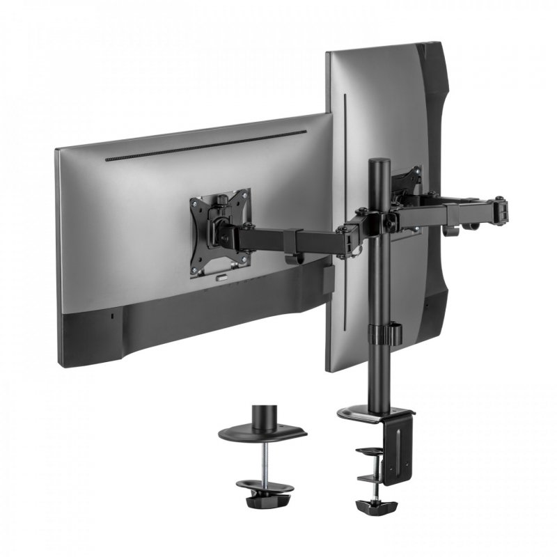 AISENS ECO Swivel and Tilt Table Mount for Monitor/TV 9Kg (3 Pivots, 2 Arms) from 17-32, Black