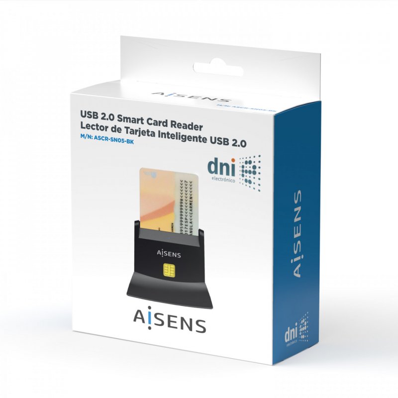 AISENS ASCR-SN05-BK lecteur de cartes à puce Intérieure USB USB 2.0 Noir