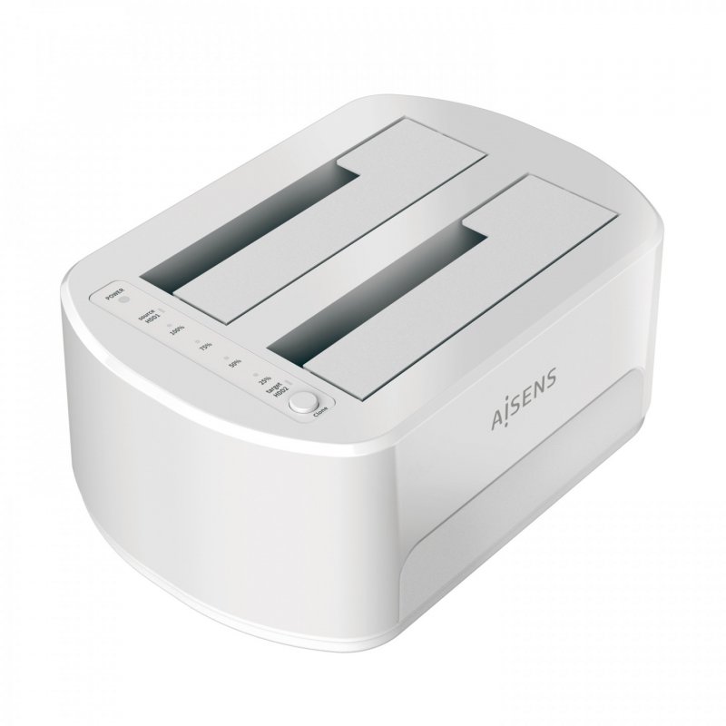 AISENS Dual Bay Docking Station ASDS-D02W SATA 2.5/3.5 to USB 3.0/3.1 Gen1, Clone, White