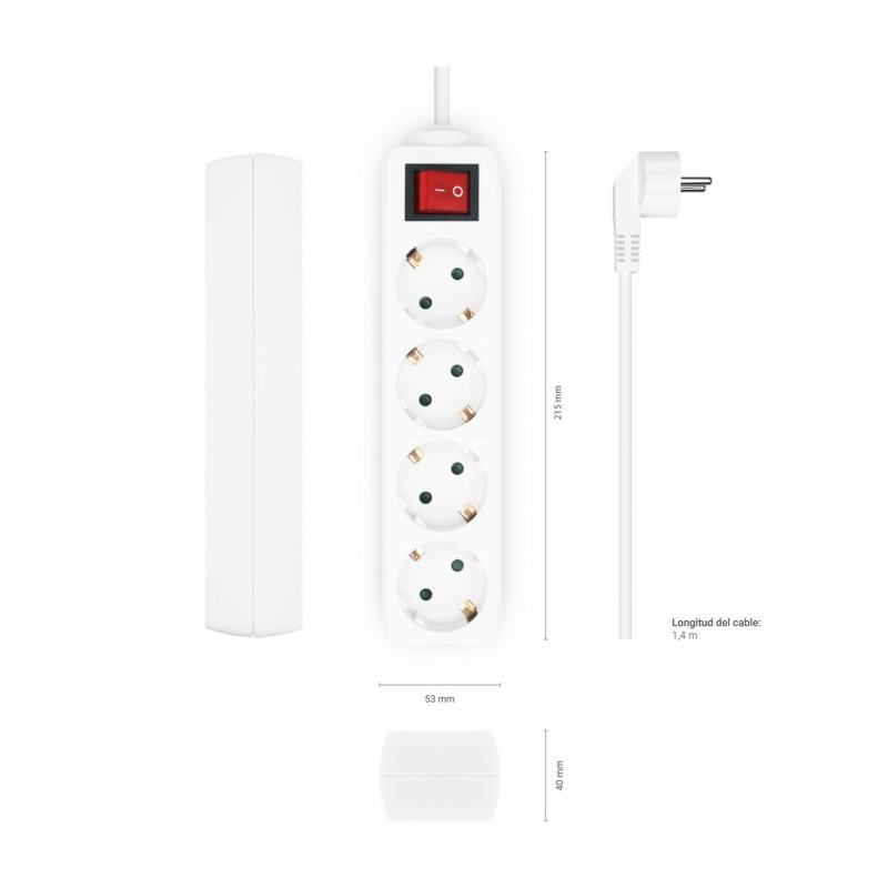AISENS A154-0649 power extension 1.4 m 4 AC outlet(s) Indoor White